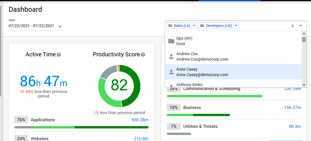 Controlio Custom Employee Monitoring Dashboard